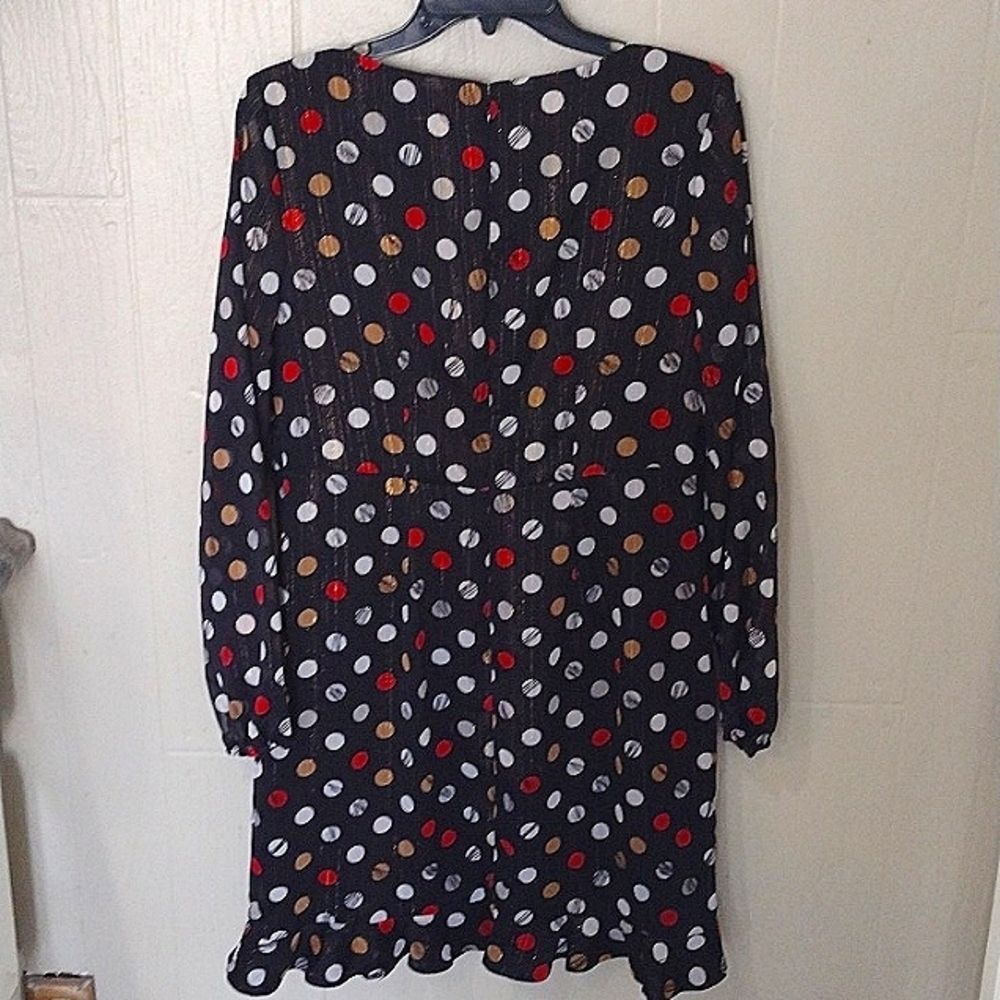 The Limited Polka Dot Dress Size Medium Black Shimmer Long Sleeve - Picture 3 of 8